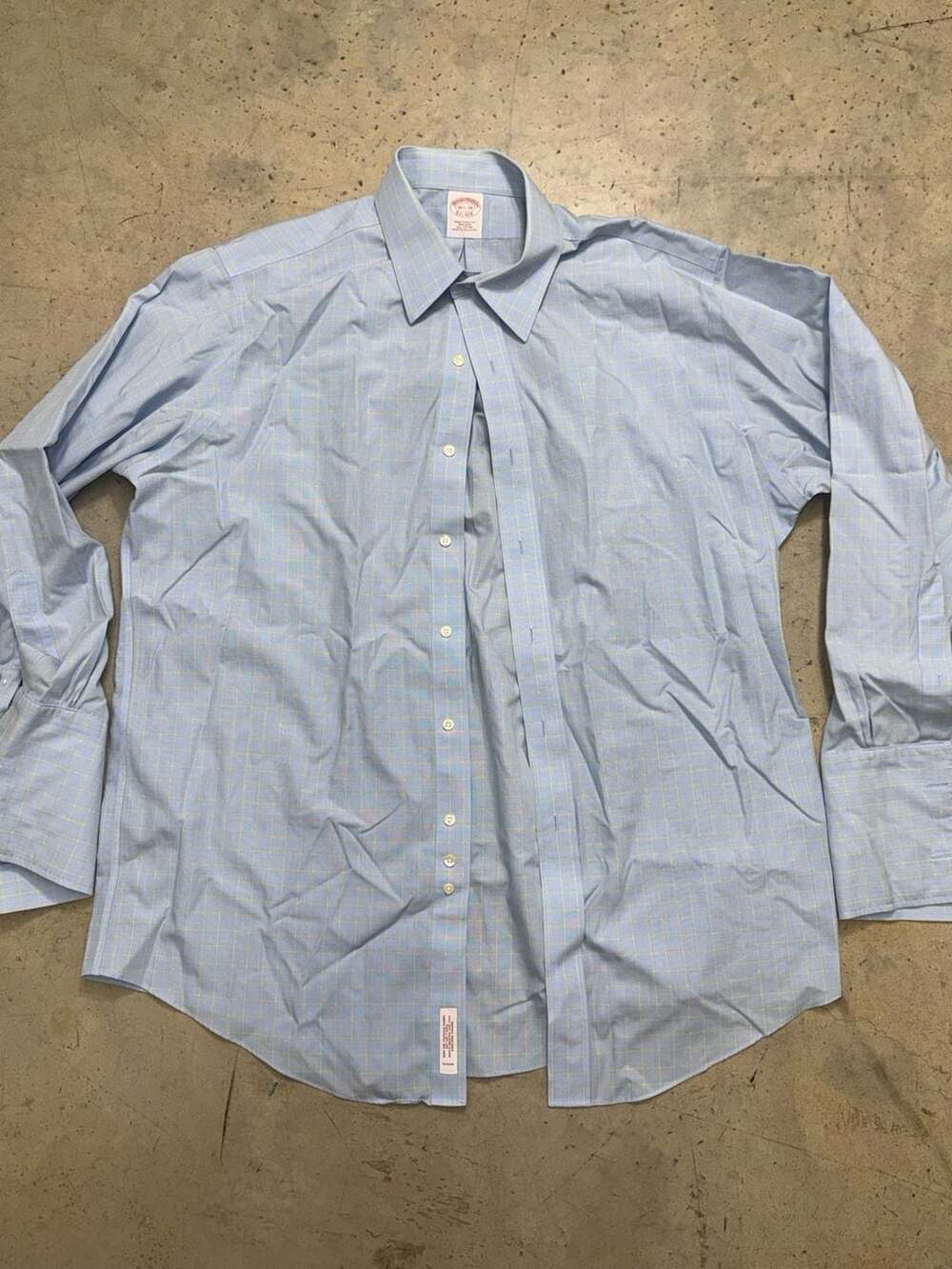 Brooks Brothers Traditional Fit Non-Iron All Cotton Blue and Yellow Plaid Dress